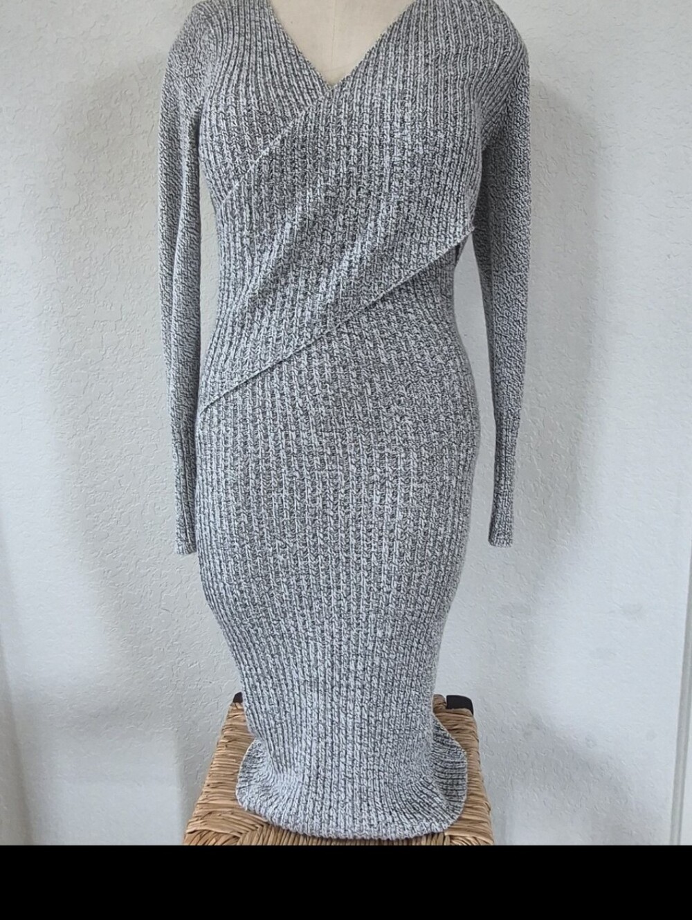 Lulus Crossover V Neck Marled Knit Sweater Dress Sz X Small